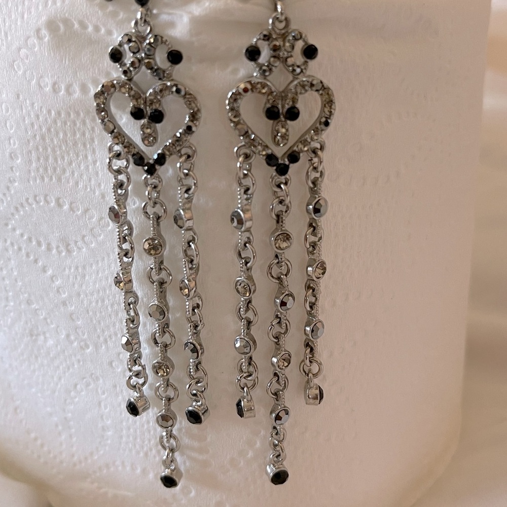 Black and silver long earrings